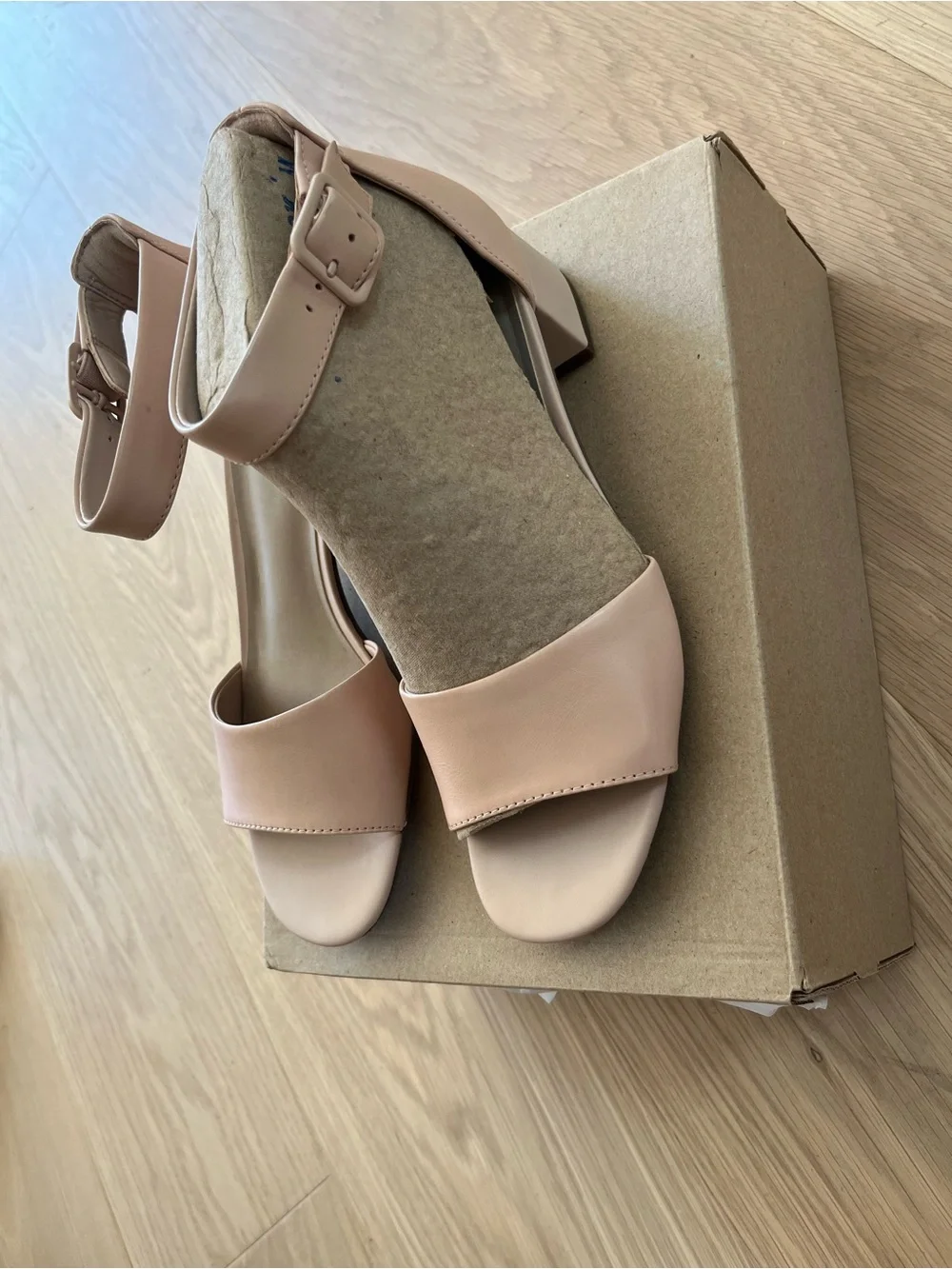 Clarks Beige Rose Open-Toe Ankle-Strap Block Heel Sandals - Picture 2 of 3